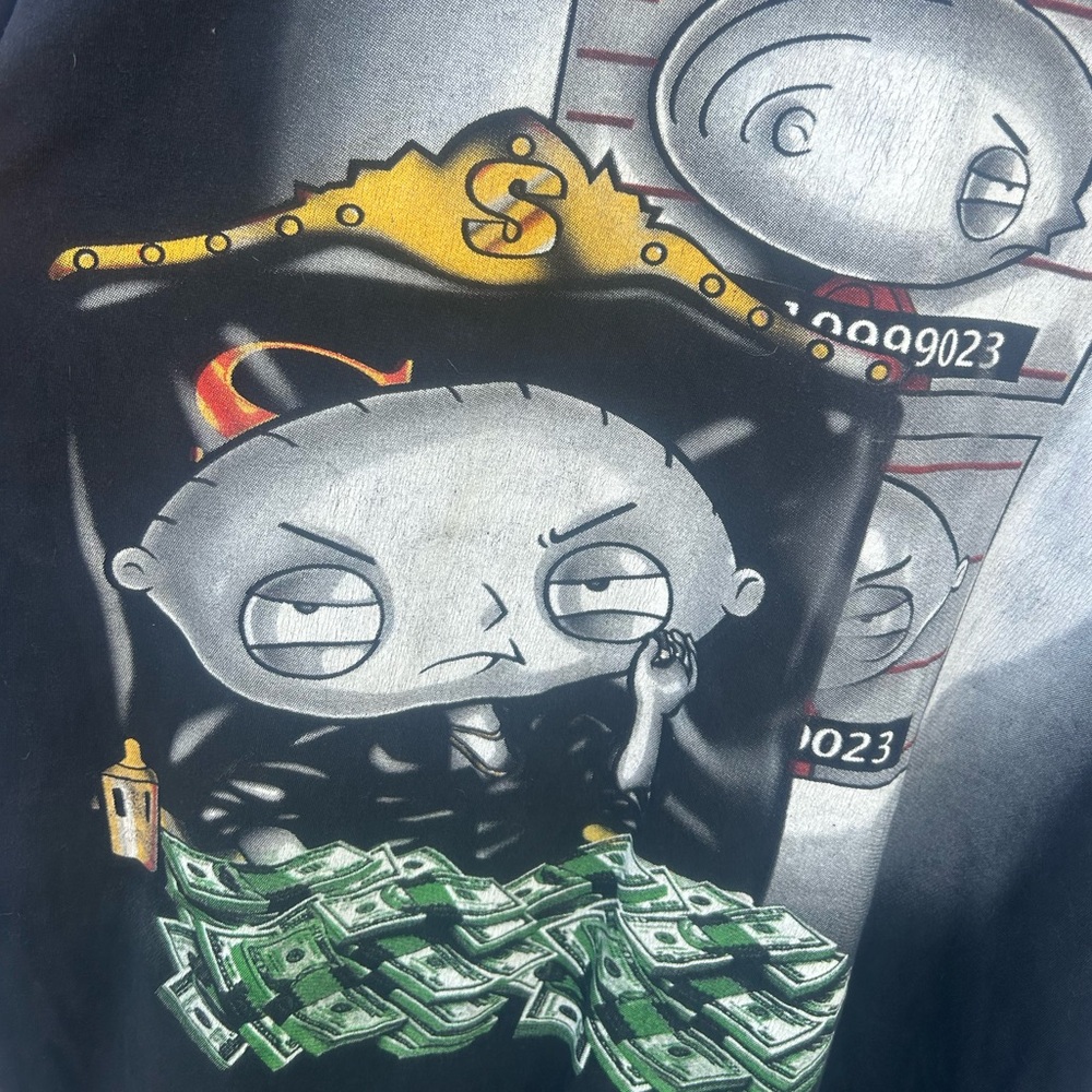 Y2K family guy Stevie griffin gangster most wanted black t shirt